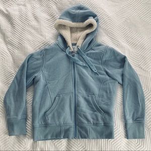 Eddie Bauer Sherpa Lined Sky Blue Zip Up Hoodie